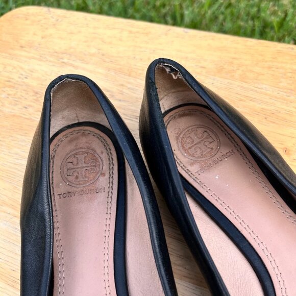 Tory Burch Lowell 2 Black Leather Ballet Flats Size 7.5 - Picture 8 of 10